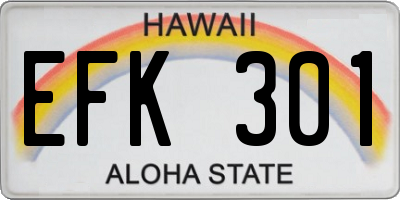 HI license plate EFK301