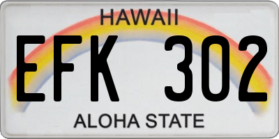 HI license plate EFK302