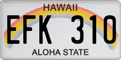 HI license plate EFK310