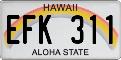 HI license plate EFK311