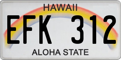 HI license plate EFK312