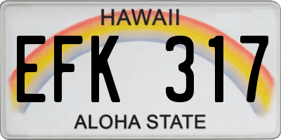 HI license plate EFK317