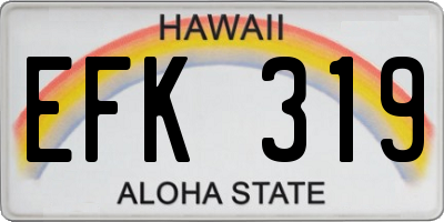 HI license plate EFK319