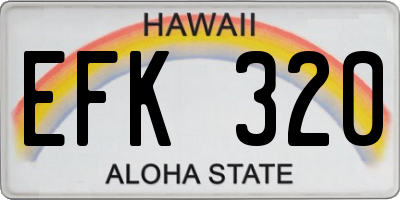 HI license plate EFK320