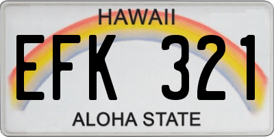 HI license plate EFK321