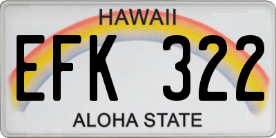 HI license plate EFK322