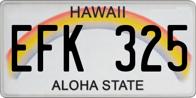 HI license plate EFK325