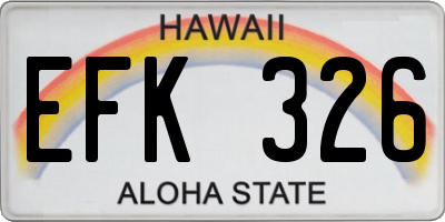 HI license plate EFK326