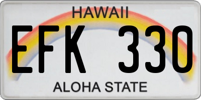 HI license plate EFK330