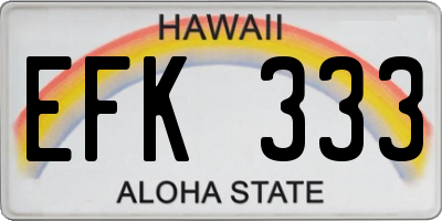 HI license plate EFK333