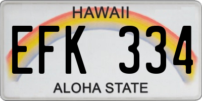 HI license plate EFK334