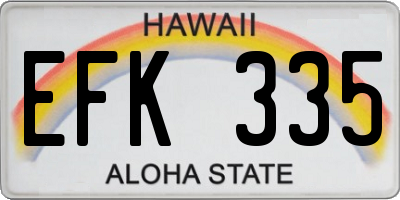 HI license plate EFK335