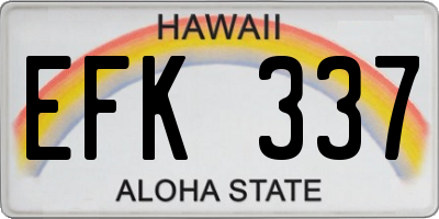 HI license plate EFK337