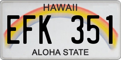 HI license plate EFK351