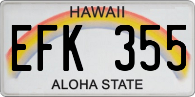 HI license plate EFK355