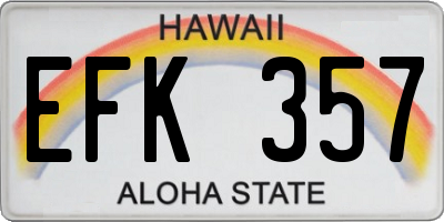 HI license plate EFK357