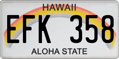 HI license plate EFK358