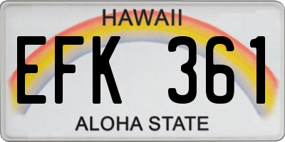HI license plate EFK361