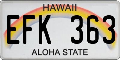 HI license plate EFK363
