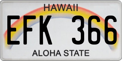 HI license plate EFK366