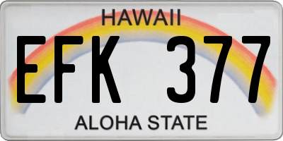 HI license plate EFK377