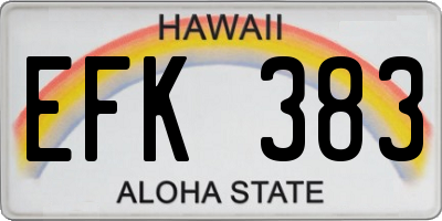 HI license plate EFK383