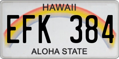 HI license plate EFK384