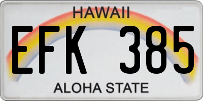 HI license plate EFK385