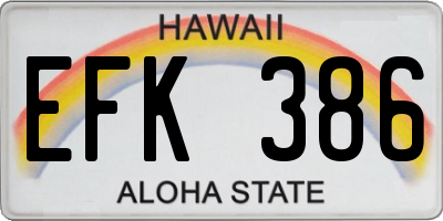 HI license plate EFK386