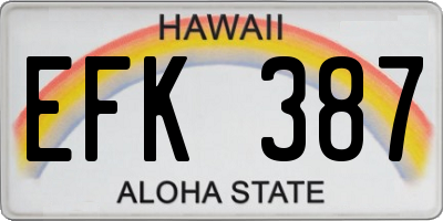 HI license plate EFK387