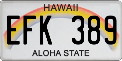 HI license plate EFK389