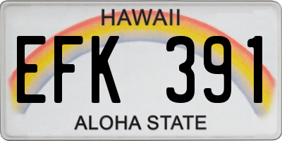 HI license plate EFK391