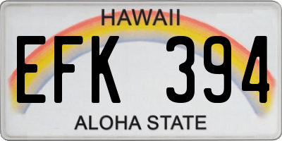 HI license plate EFK394