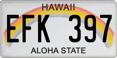 HI license plate EFK397