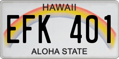 HI license plate EFK401