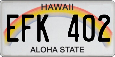 HI license plate EFK402