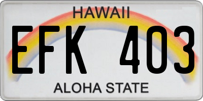 HI license plate EFK403