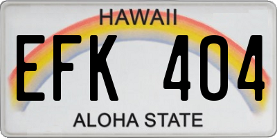 HI license plate EFK404