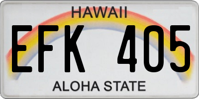 HI license plate EFK405