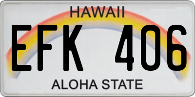 HI license plate EFK406