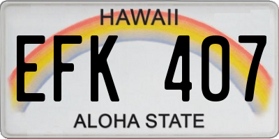 HI license plate EFK407