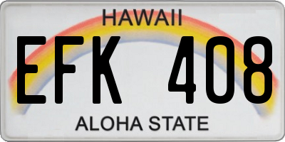 HI license plate EFK408