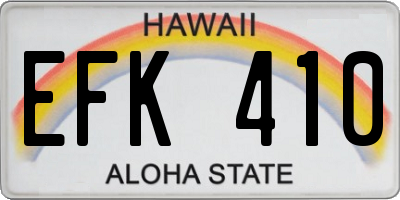 HI license plate EFK410