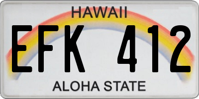 HI license plate EFK412