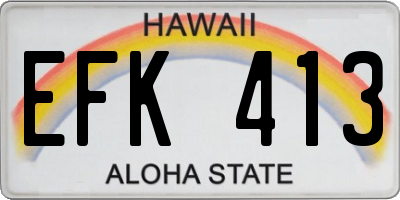 HI license plate EFK413