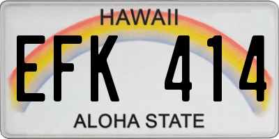 HI license plate EFK414