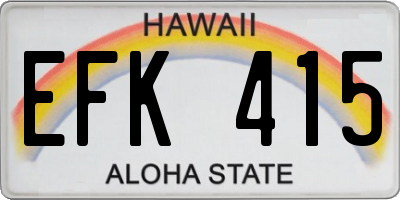 HI license plate EFK415