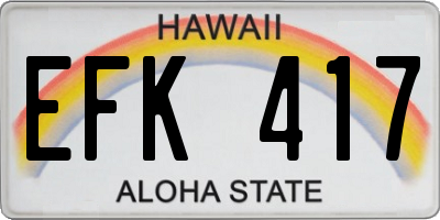 HI license plate EFK417