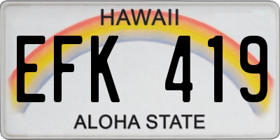 HI license plate EFK419