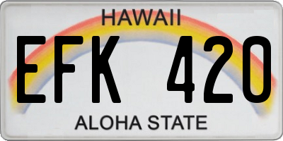 HI license plate EFK420